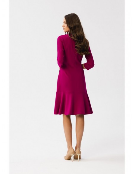 S346 Dress with a tie neck - plum