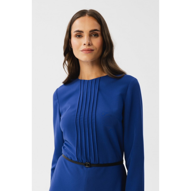 S347 Dress with front tucks - royal blue 2