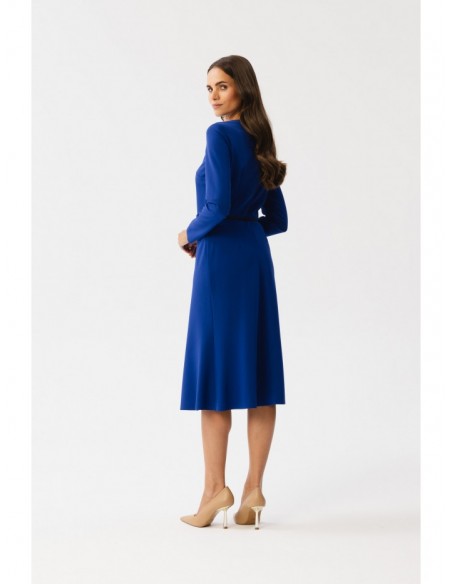 S347 Dress with front tucks - royal blue