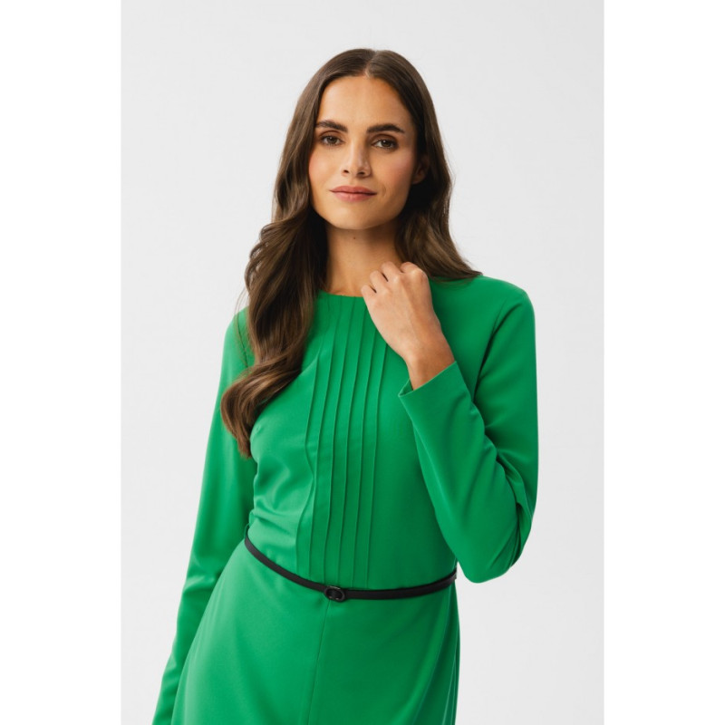 S347 Dress with front tucks - green 2