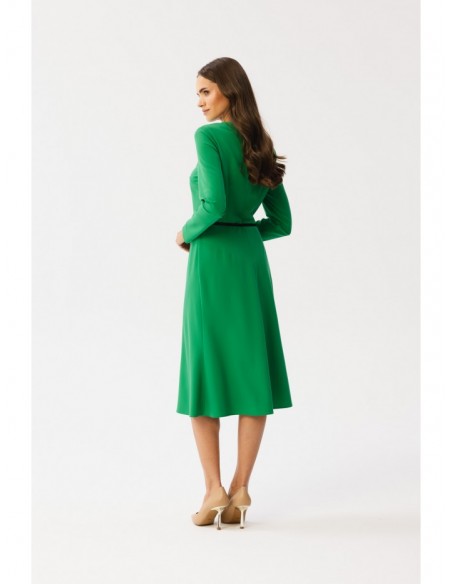 S347 Dress with front tucks - green
