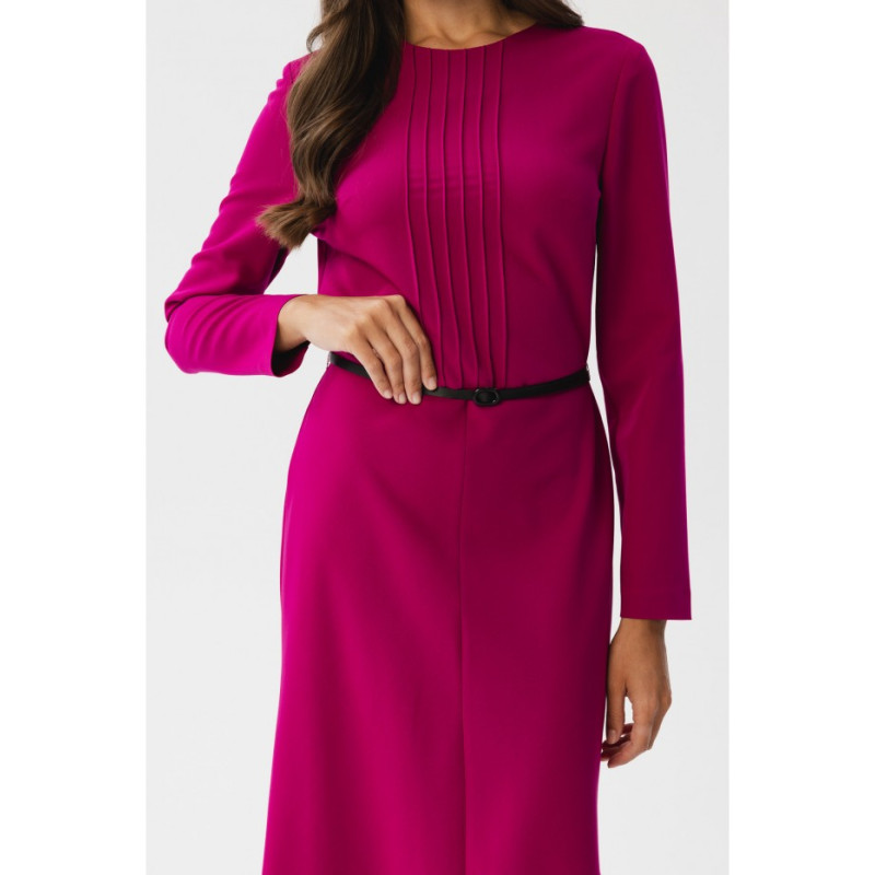 S347 Dress with front tucks - plum 2