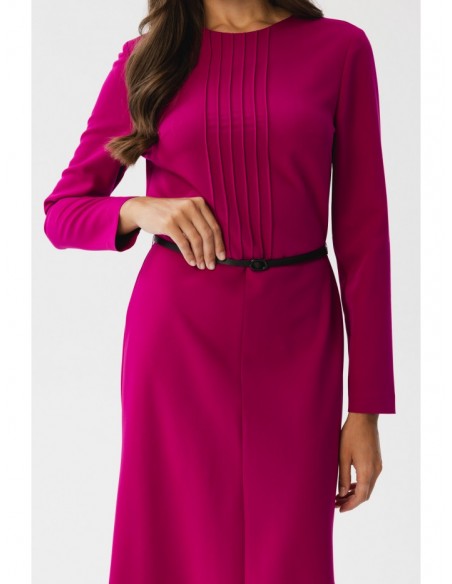 S347 Dress with front tucks - plum