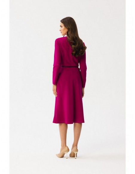 S347 Dress with front tucks - plum