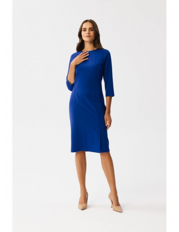 S350 Sheath dress with a front split - royal blue