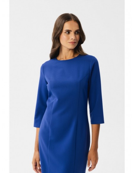 S350 Sheath dress with a front split - royal blue