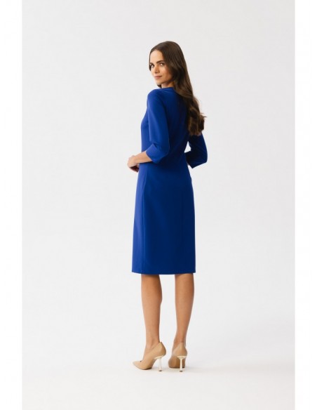 S350 Sheath dress with a front split - royal blue