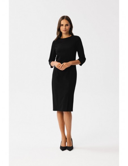 S350 Sheath dress with a front split - black