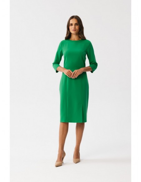 S350 Sheath dress with a front split - green