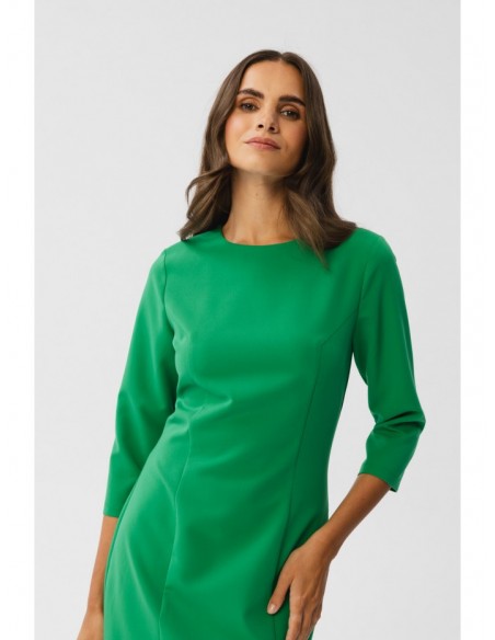 S350 Sheath dress with a front split - green