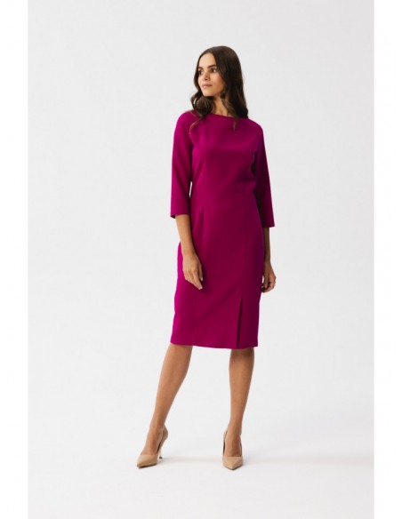 S350 Sheath dress with a front split - plum