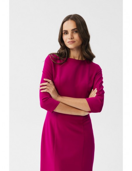 S350 Sheath dress with a front split - plum