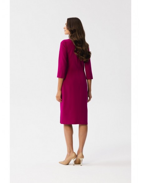 S350 Sheath dress with a front split - plum