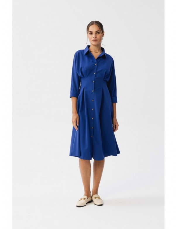 S351 Shirt dress with button down front - royal blue