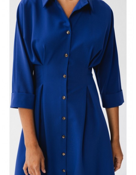 S351 Shirt dress with button down front - royal blue