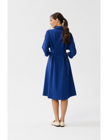 S351 Shirt dress with button down front - royal blue