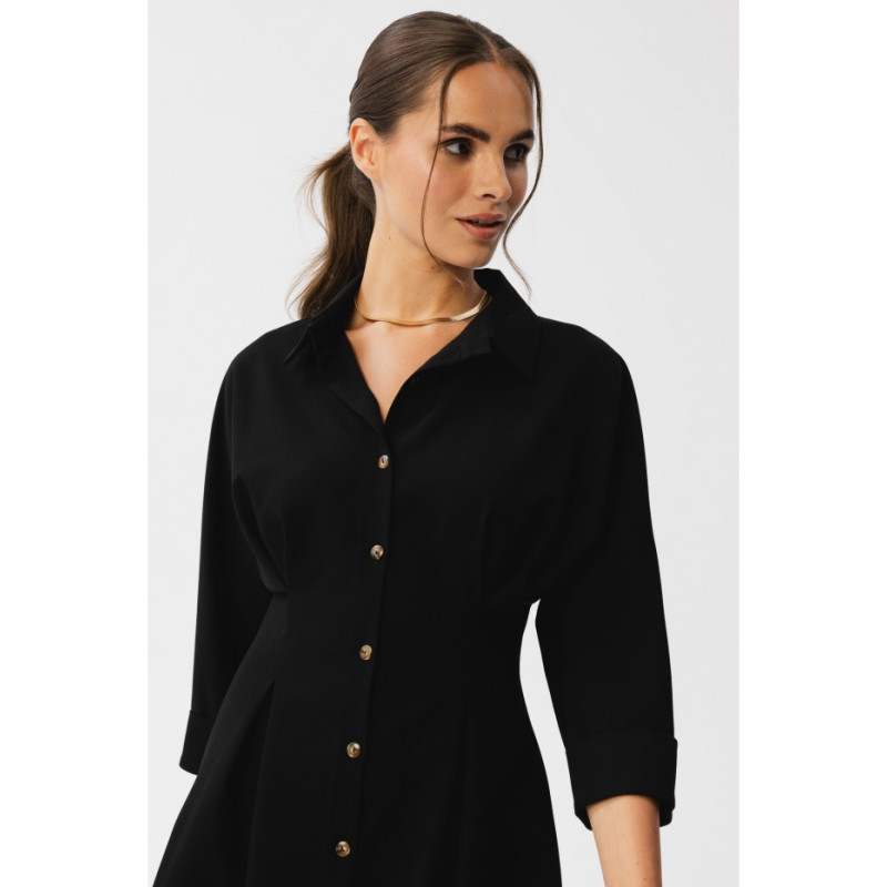 S351 Shirt dress with button down front - black 2
