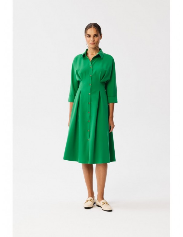 S351 Shirt dress with button down front - green