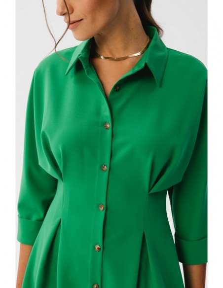 S351 Shirt dress with button down front - green