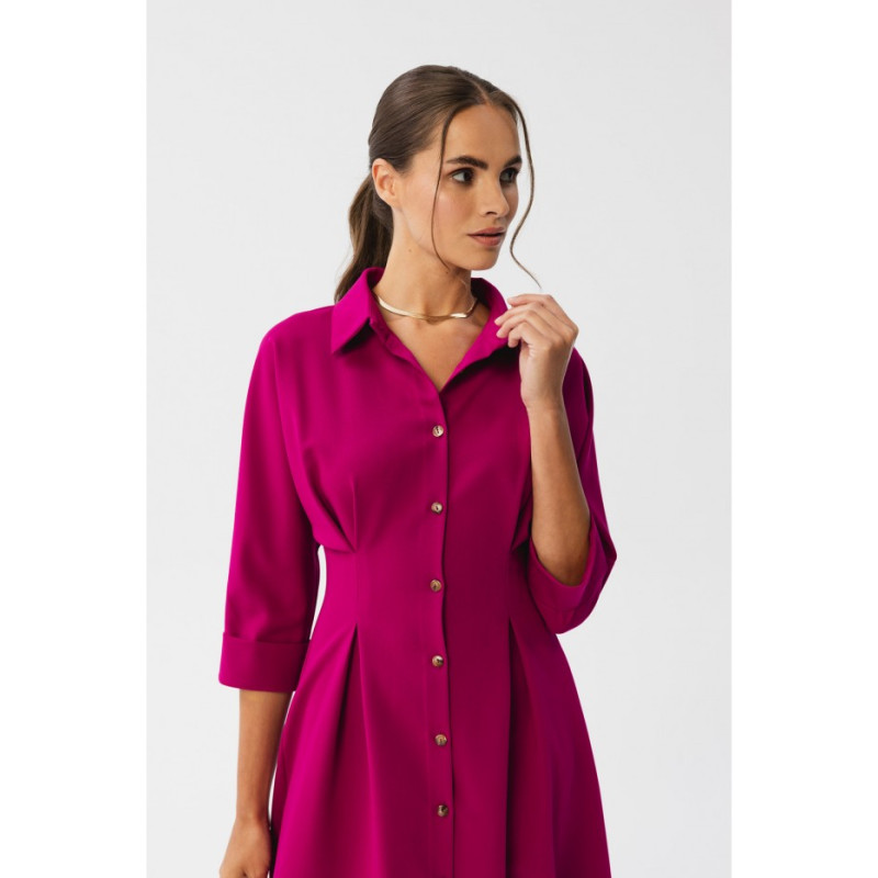 S351 Shirt dress with button down front - plum 2