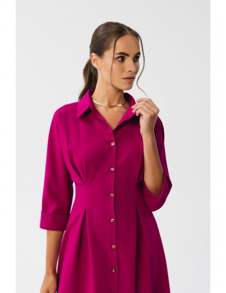 S351 Shirt dress with button down front - plum