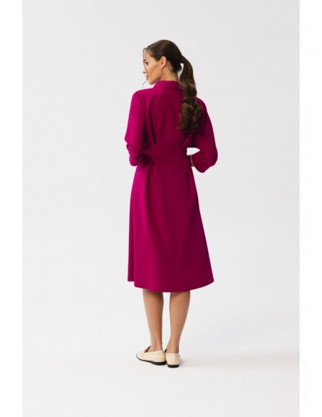 S351 Shirt dress with button down front - plum