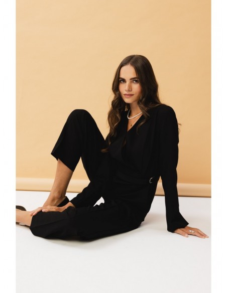 S352 Jumpsuit with a tie detail - black