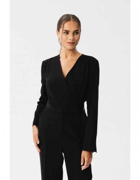 S352 Jumpsuit with a tie detail - black