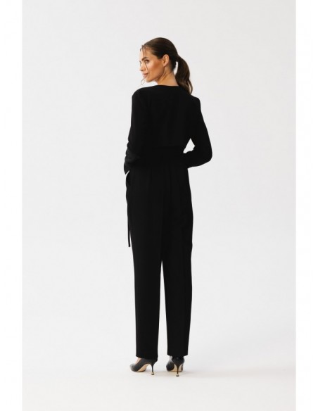 S352 Jumpsuit with a tie detail - black