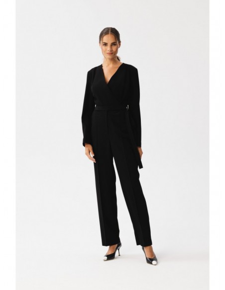 S352 Jumpsuit with a tie detail - black