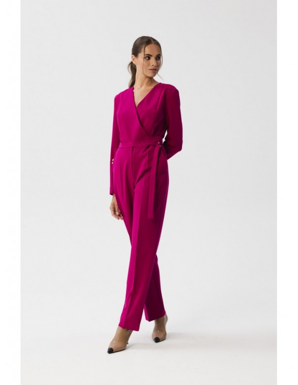 S352 Jumpsuit with a tie detail - plum