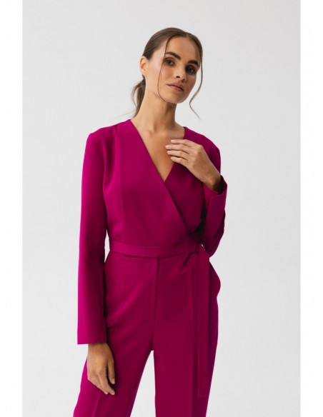 S352 Jumpsuit with a tie detail - plum