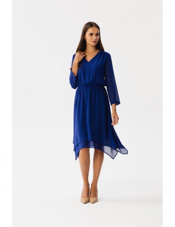 S354 Layered chiffon dress - royal blue