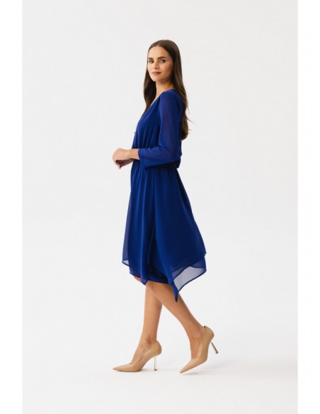 S354 Layered chiffon dress - royal blue