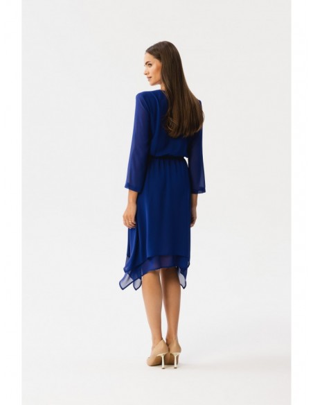 S354 Layered chiffon dress - royal blue