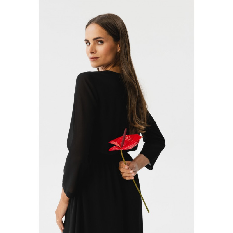 S354 Layered chiffon dress - black 2