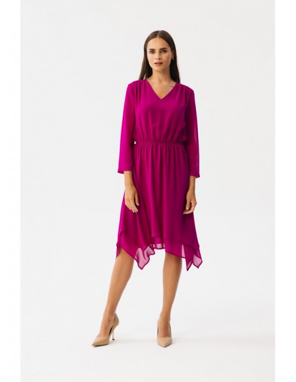 S354 Layered chiffon dress - ruby