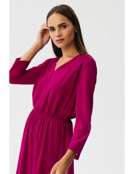 S354 Layered chiffon dress - ruby