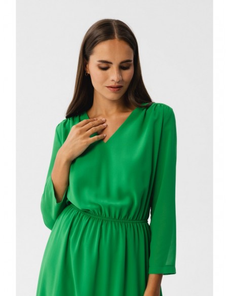 S354 Layered chiffon dress - green