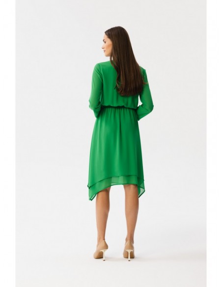 S354 Layered chiffon dress - green