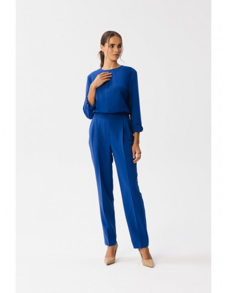 S355 Jumpsuit with a split neckline - royal blue