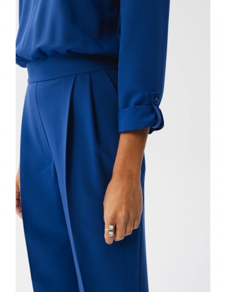 S355 Jumpsuit with a split neckline - royal blue