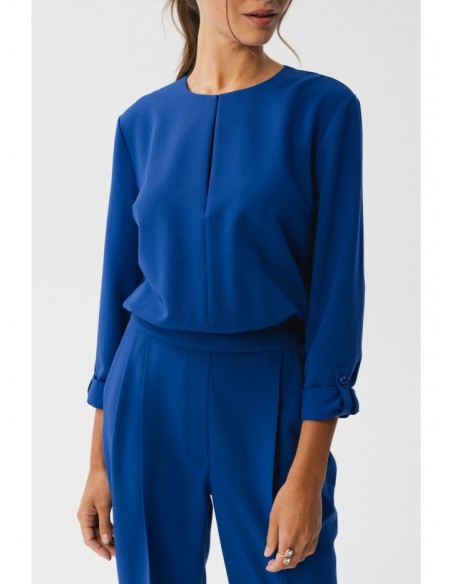 S355 Jumpsuit with a split neckline - royal blue