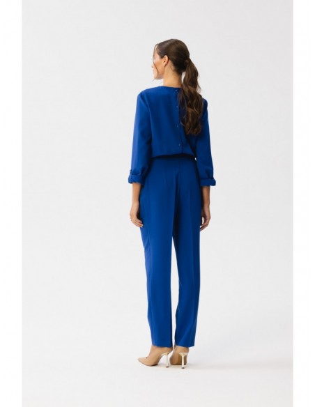 S355 Jumpsuit with a split neckline - royal blue