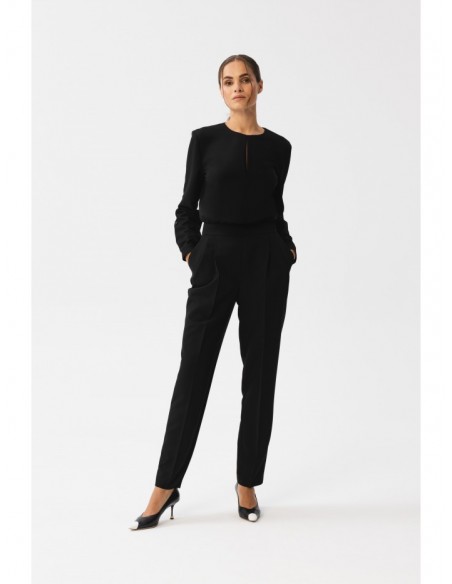 S355 Jumpsuit with a split neckline - black