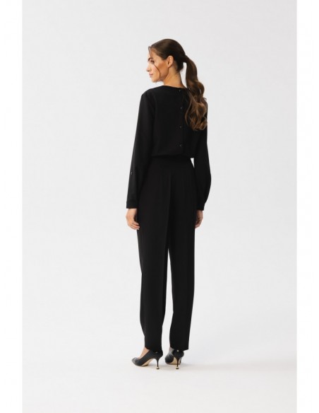 S355 Jumpsuit with a split neckline - black