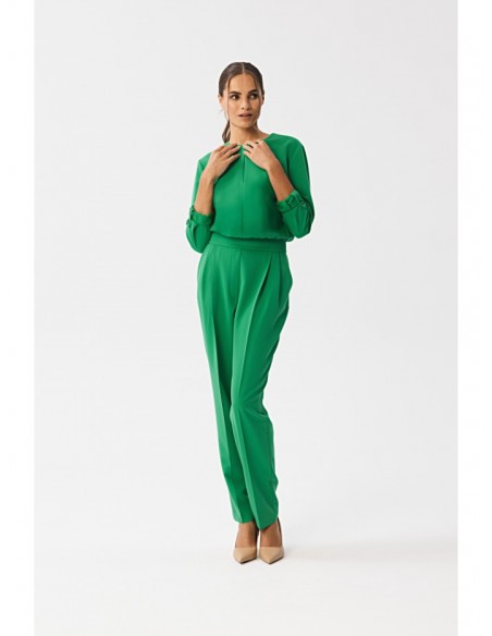 S355 Jumpsuit with a split neckline - green