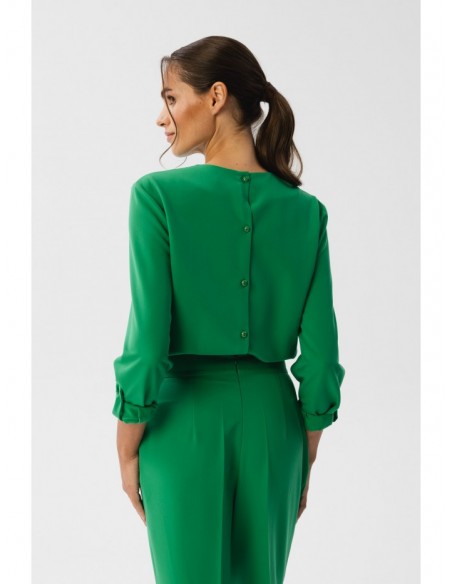 S355 Jumpsuit with a split neckline - green