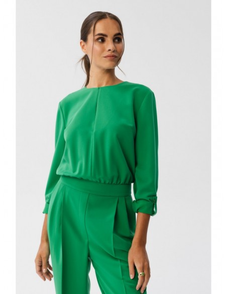 S355 Jumpsuit with a split neckline - green