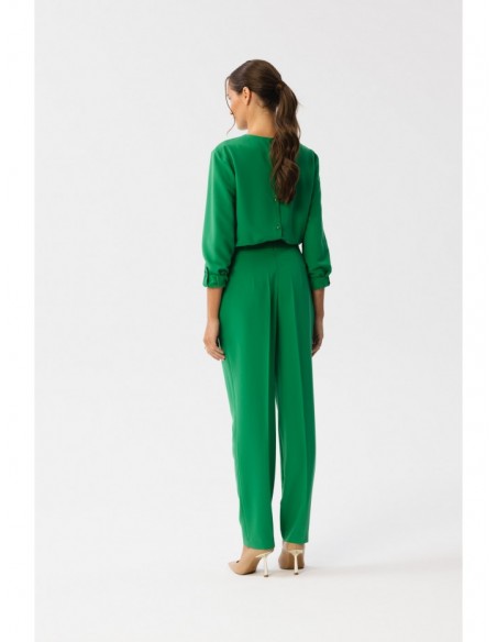 S355 Jumpsuit with a split neckline - green